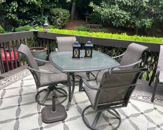Patio table and chairs, planter, misc yard