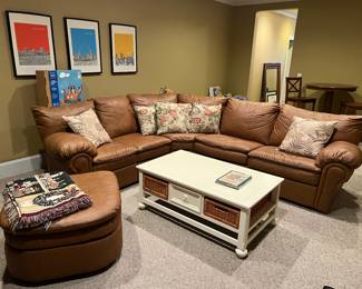 Sectional sleeper sofa, coffee table with storage