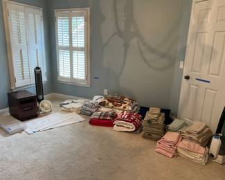 Linens, fans, heater