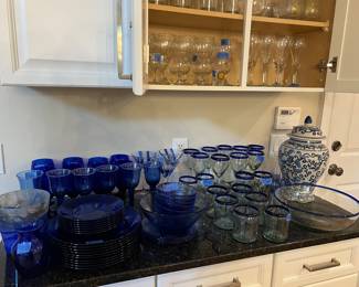 Hand blown blue glass