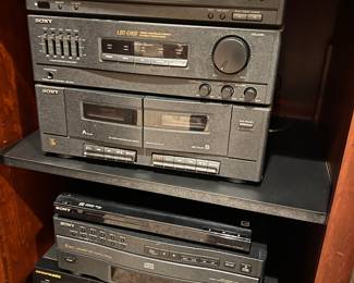 Sony stereo, cd player, dvd player, Marantz vhs player