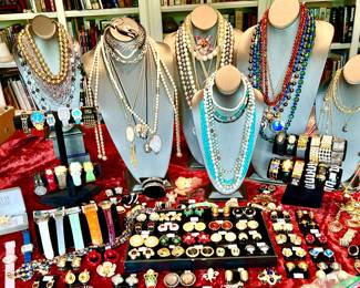 Lots of fabulous fine and costume jewelry! Gold sterling and costume. Jewelry removed daily. Security on premises.