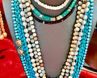Turquoise Heishi Indian necklaces.