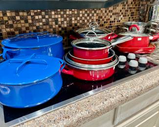 Dansk blue enamelware pots