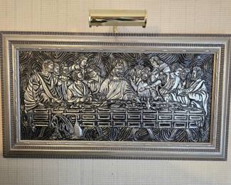 38 CarvedMetallicLastSupperReliefLightDisplayTexturedBackdrop