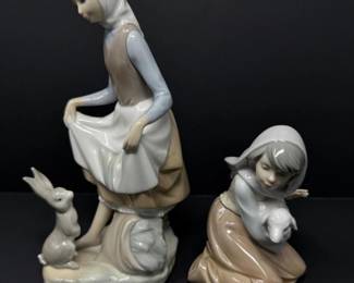 65 LladroPorcelainFigurinesGirlwRabbitGirlwLambSpain