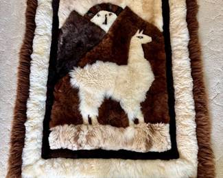 37 PeruvianLlamaWoolWallHangingorRugHandcraftedFolkArt