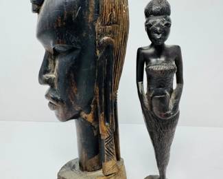 67 HandCarvedAfricanWoodSculpturesTribalBustFemaleFigure