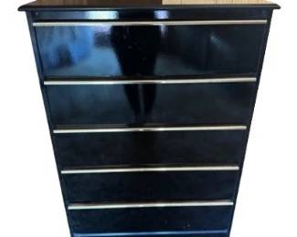 94 VintagePerdueFurnitureBlackGold5DrawerDresser