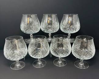 39 Setof7CutCrystalBrandySnifterswStarburstPattern