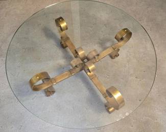 5 RoundGlassTablewOrnateGildedMetalScrollBase