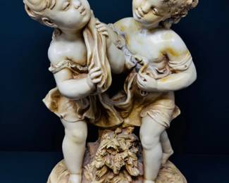 18 VintageMarwalMidCenturyBoyGirlChalkwareStatueHeavy