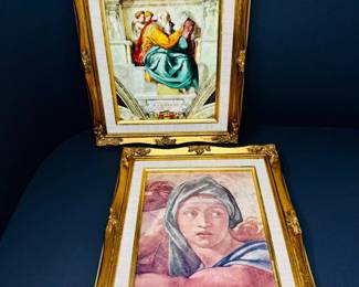 76 FramedSistineChapelPrintsProphetZechariahDelphicSibyl