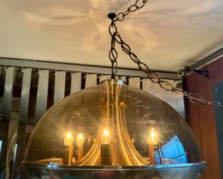81 VintageSmokyGoldPendantLightwPlasticDomeShade