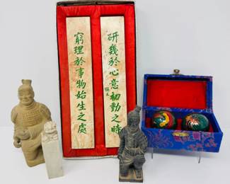 48 ChineseDecorLotWarriorsBaodingBallsCarvedStonePlaques