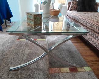 Chrome and glass contemporary coffee table