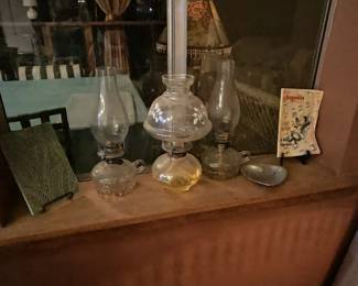 Vintage kerosene lanterns and beautiful mosaic art pieces