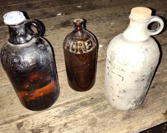 Vintage 1920s Purex bottles found upright in an old house basement with liquid in them :o