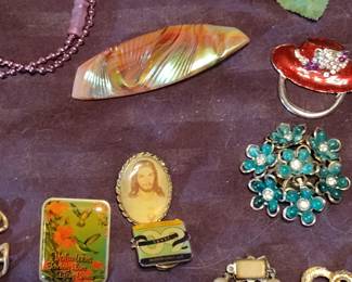 cloisonne and abalone pins