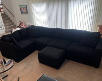 Room and Board Black Upholstered Sofa with Ottoman