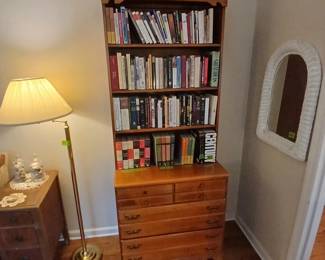Vintage solid Maple book case / storage / student desk! Base is 32x18x32, top is 32x10x47 (two pieces.) $120.