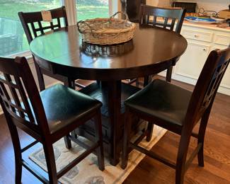 Pub Height Dining Table with 4 Chairs and a Leaf - Plus Storage Area Under Table