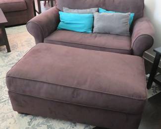 Brown chair with ottoman