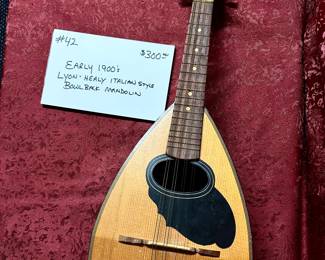 Early 1900’s Lyon Healy Italian Style Bowl back Mandolin $300
Available for purchase before sale date. Call Bill Anderson 615-585-9301