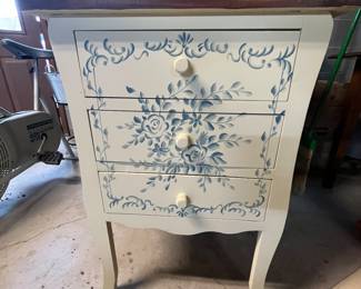 Painted three drawer side table 