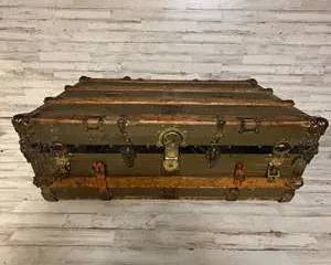 Vintage Streamer Trunk Chest Large Eclectic Style