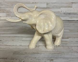 Vintage Hand Carved Resin Stone Elephant 9” H x 12” L