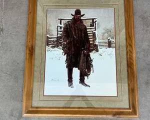 Vintage framed print of "The Teamster" by James Bama, Western-themed Signed by Artist 1986