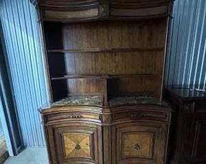 Solid Wood Ornate Hitch Armoire Glass Shelves with Lights