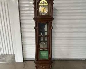 Vintage Herschede Tempus Fugit Electric Grandfather Clock Solid Wood