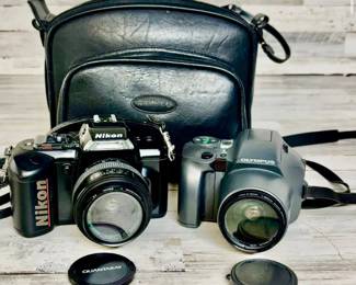 Camera Lot Nikon N4004s and Olympus IS-10 Promaster Spectrum 7 Lens 52mm Includes Camera Bag