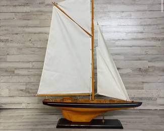 J Class Yacht Model Handcrafted with Linen Sails