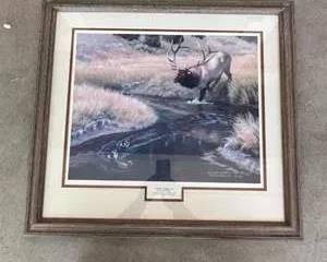 Vintage framed print titled "Passin' Through" by artist R.H. Rawhouser Signed and numbered by artist