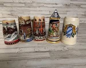 Lot of Vintage Budweiser Beer Steins German Beer Stein Bavarian Beer Stein