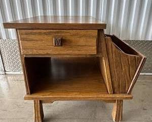 Vintage Mountain Cabin Style Solid Wood End Magazine Table