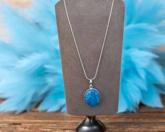 Spider Webbed Blue Botswana Necklace Tested
