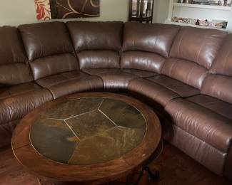 Leather Sectional entertaining sofa
