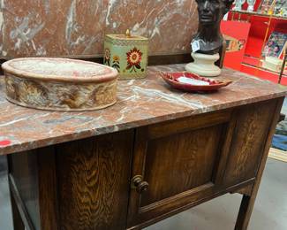 Marble top & backsplash 1930's commode.