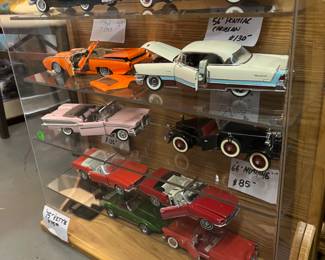 1/24th scale die cast cars sold indicually at $20 off this Saturday only! Or entire set with display case.