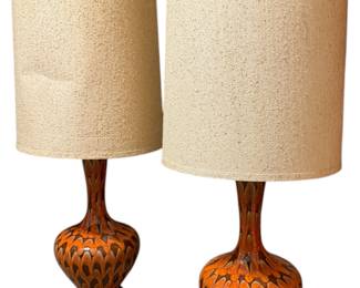 MCM Orange Drip Lamp pair original shades