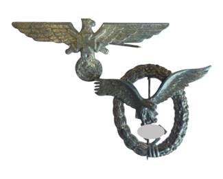 Luftwaffe Air Force Pilot Pin 1930's, Waffen-SS Visor cap eagle.