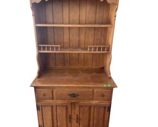 1960s70s Hutch 2 Shelf Top 1 Drawer 2 Door Cabinet Plate