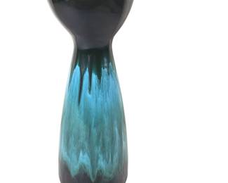 15" Art Vase Teal Aqua Drip Marked CANADA BMP Blue Mountain Pottery Midcentury