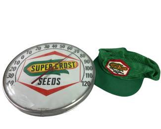 Super Crost Seed Co Round Thermometer & Trucker Hat Cap