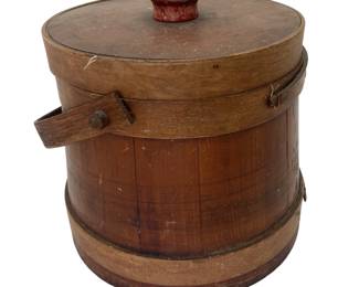 Antique Firkin Primitive Bucket Sugar Bent Wood Farm House Horse Design