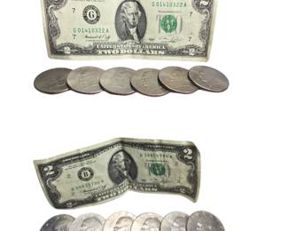 Bicentennial $2 Two Dollar Bills & Silver Dollar Coins $1 ($16 Face Value)